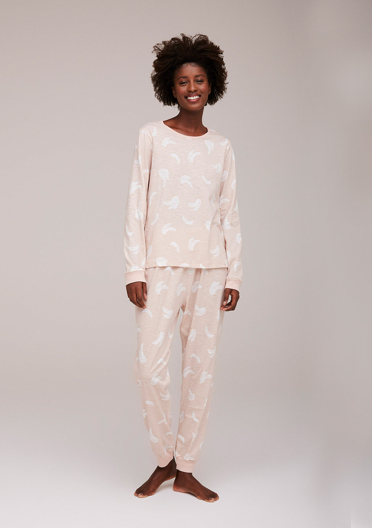 Pijama Rosa Claro Hering Longo Estampado Em Malha Flamê