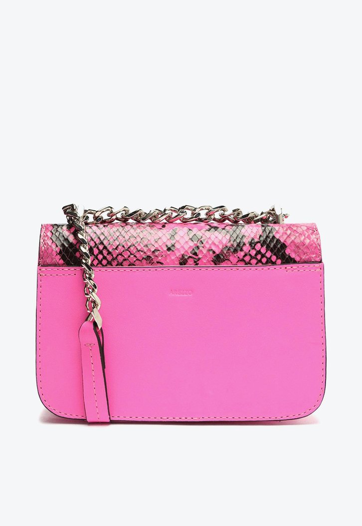 Bolsa Tiracolo Rosa Arezzo Couro Snake Karen Pequena