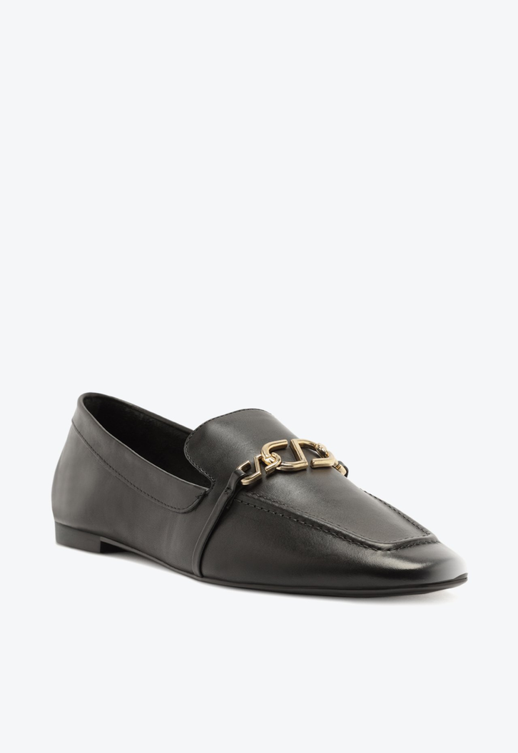 Mocassim Couro Enfeite Preto