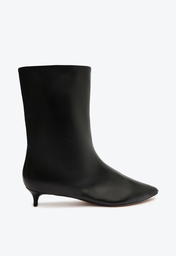 Bota Preta Schutz Cano Médio Salto Kitten Couro