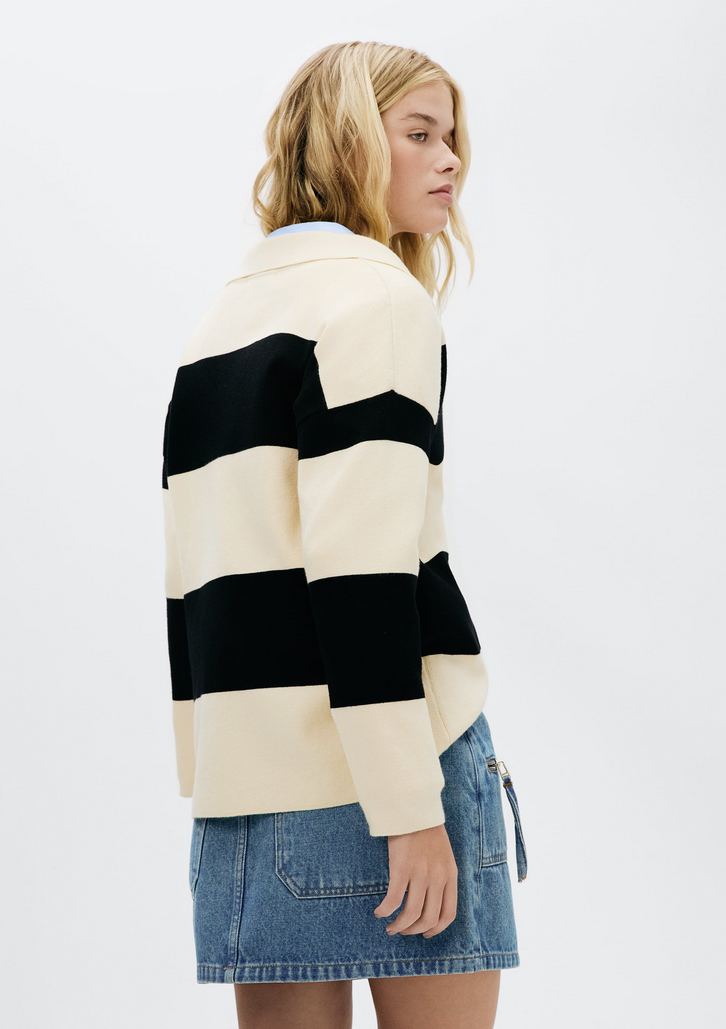 Blusão Polo Preto Hering Oversized Listrada