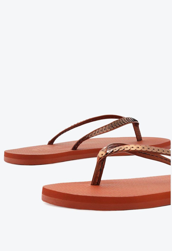 Chinelo De Dedo Vermelho Brizza Tira Metaliza