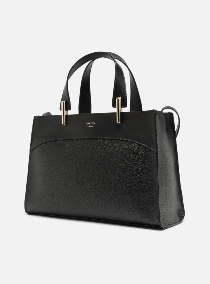 Bolsa Tote Preta Grande Alças Metais | ZZ MALL