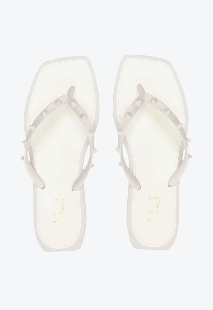 Chinelo De Dedo Branco Brizza Bico Quadrado Rock