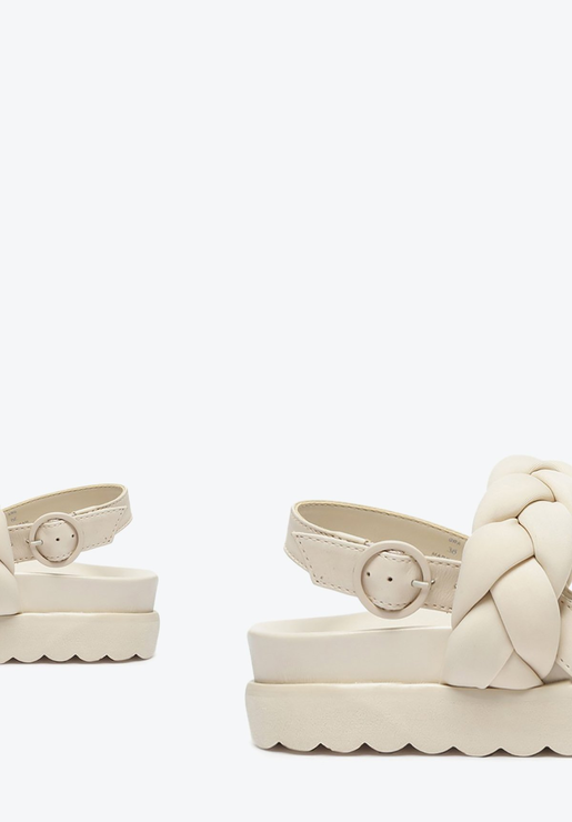 SANDÁLIA PAPETE BRANCA SCHUTZ FLATFORM TRANÇA NYLON