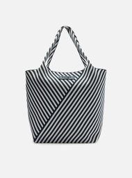 Bolsa Média Crochê Azul Listras