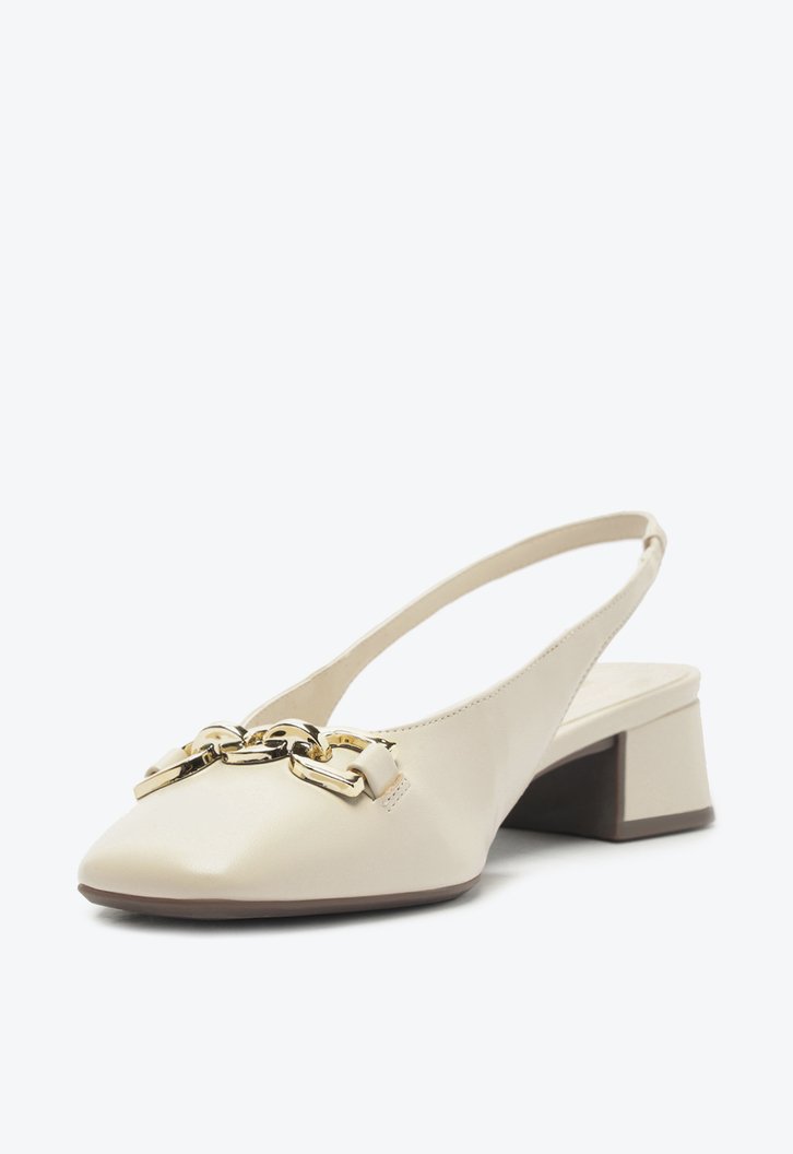 Sapatilha Slingback Bico Quadrado Bridão Branca