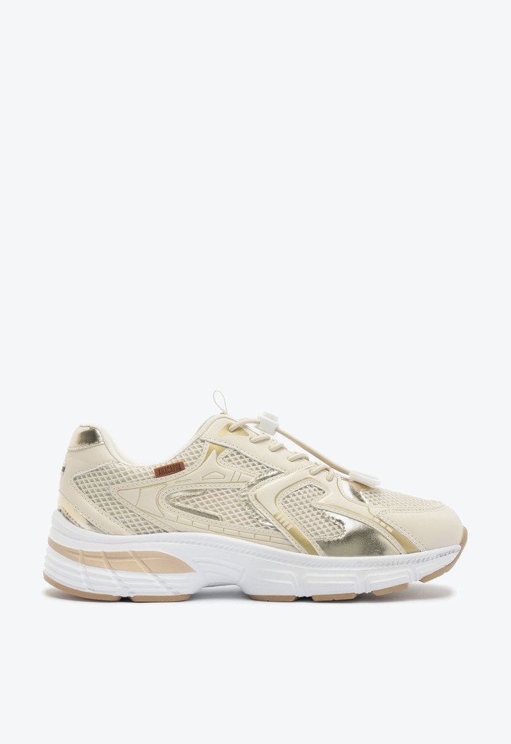 Tênis Robusto Sporty Bege e Dourado