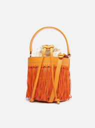 Bolsa Bucket Laranja Arezzo Franjas Luci Média