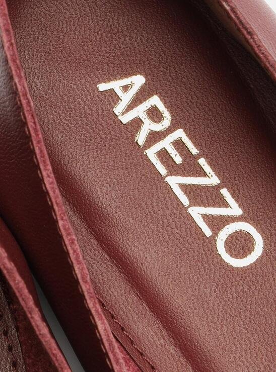MOCASSIM VINHO AREZZO COURO BICO QUADRADO COSTURAS