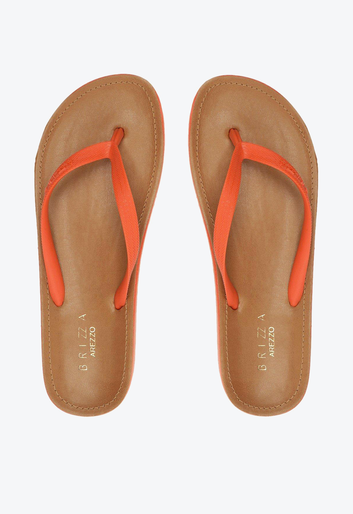 Chinelo De Dedo Laranja Brizza Palmilha Marrom