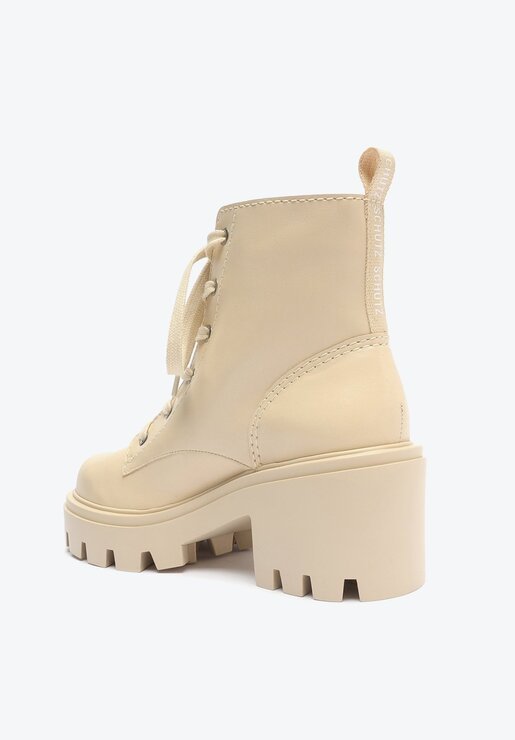 BOTA COTURNO BRANCA SCHUTZ SALTO MÉDIO COURO