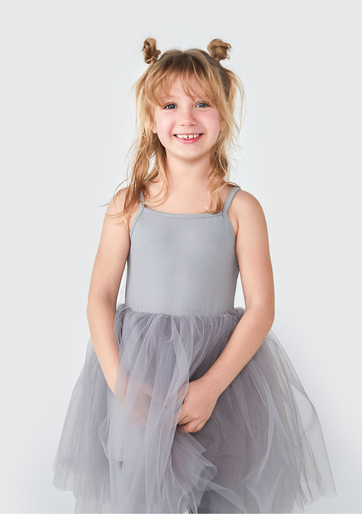 Vestido Cinza Hering Kids Curto Infantil Em Tule