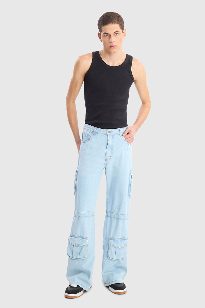 Calça Azul Baw Low Waist Multi Pockets Baw X T&j