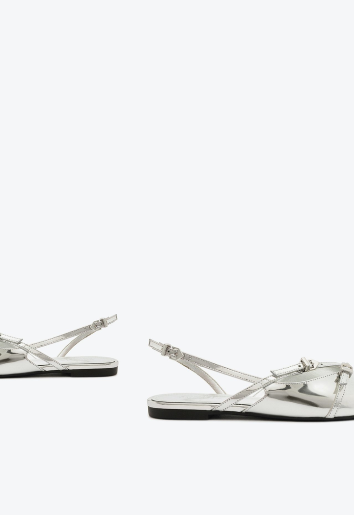 Sapato Mule Slingback Prata