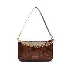 Crossbody Anacapri Marrom Snake Baguete Corrente