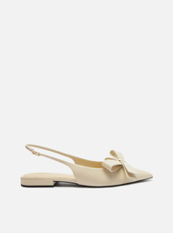 Sapatilha Branca Arezzo Couro Slingback Laço Lateral