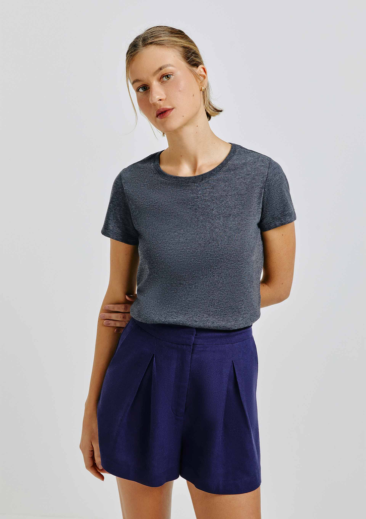 Blusa Cinza Escuro Hering Básica Manga Curta Slim World