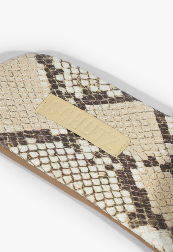 Chinelo Casual Flats Couro Snake