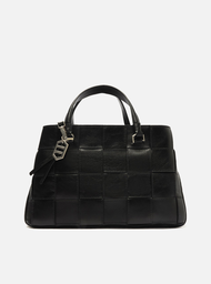 Bolsa Tote Preta Arezzo Couro Grande Tressê