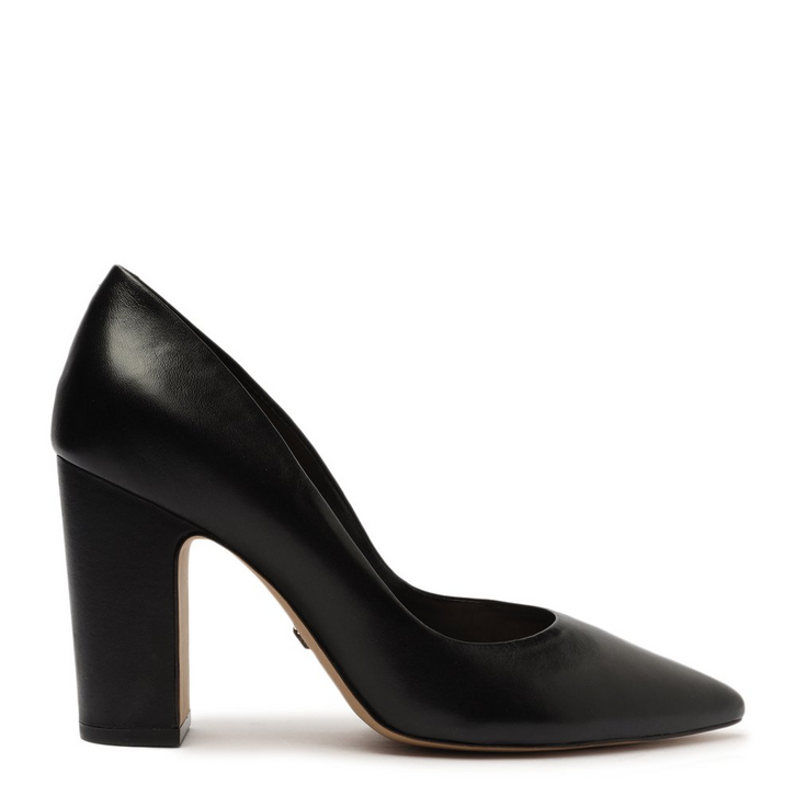Scarpin Preto Arezzo Couro Salto Alto Bloco