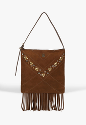 Bolsa Mally Tiracolo Pequena Franjas Marrom