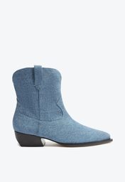 Bota Western Azul Jeans Arezzo Cano Curto