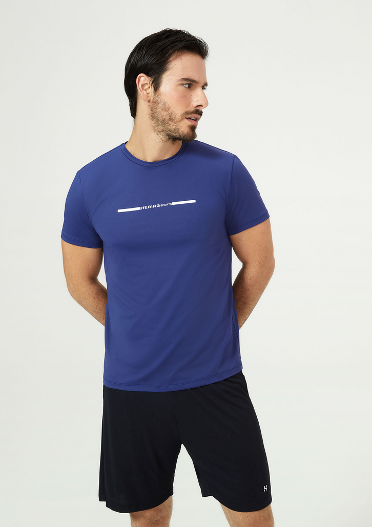 Camiseta Azul Hering Sports Esportiva Masculina Com Proteção UV 50+
