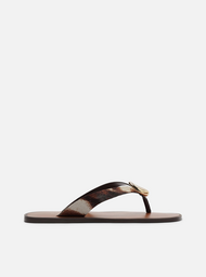 Rasteira Animal Print Flip Flop Metal