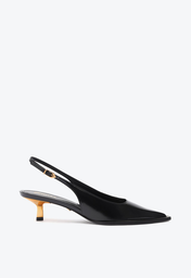 Scarpin Preto Schutz Slingback Couro Salto Baixo