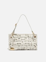 Bolsa Tiracolo Branca Arezzo Couro Média Tressê Maxi