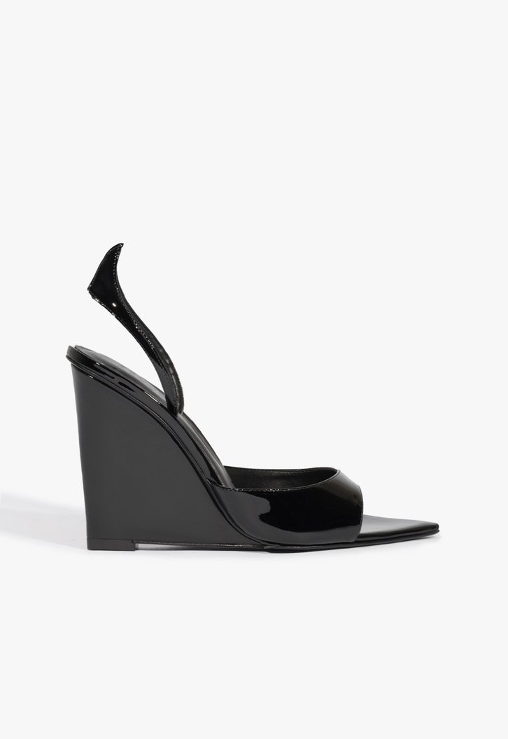 Sandália Preta Schutz Zya Wedge Couro