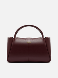 Bolsa Tote Vinho Couro Grande Tag Metal