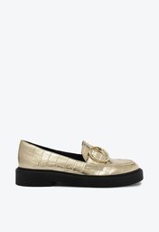 Mocassim Dourado Anacapri Snake Sola Alta Fivela