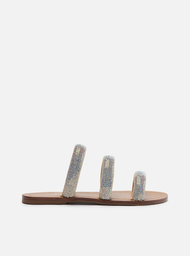 Rasteira Nude Arezzo Tiras Strass Cristal