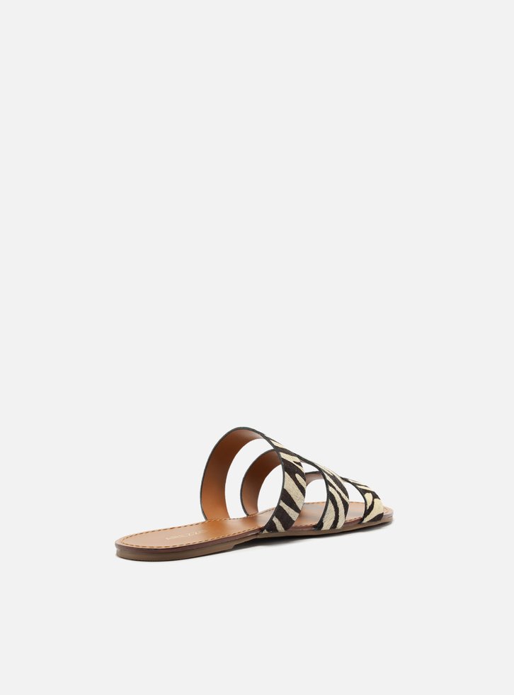 Rasteira Animal Print Flat Tiras Trio