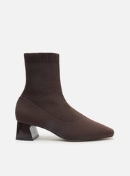 Bota Skinny Marrom Arezzo Knit Cano Médio