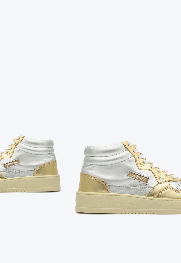 Tênis Branco Prata E Dourado Schutz Couro