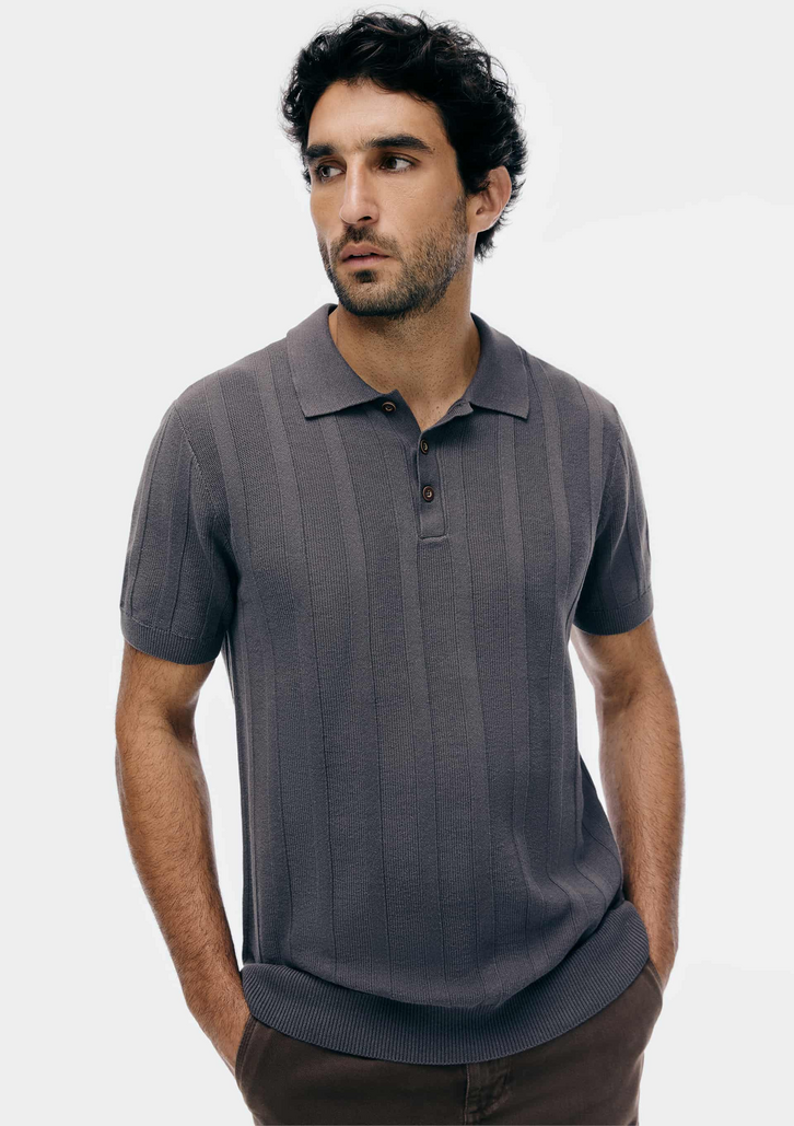 Camisa Polo Cinza Hering Em Tricô