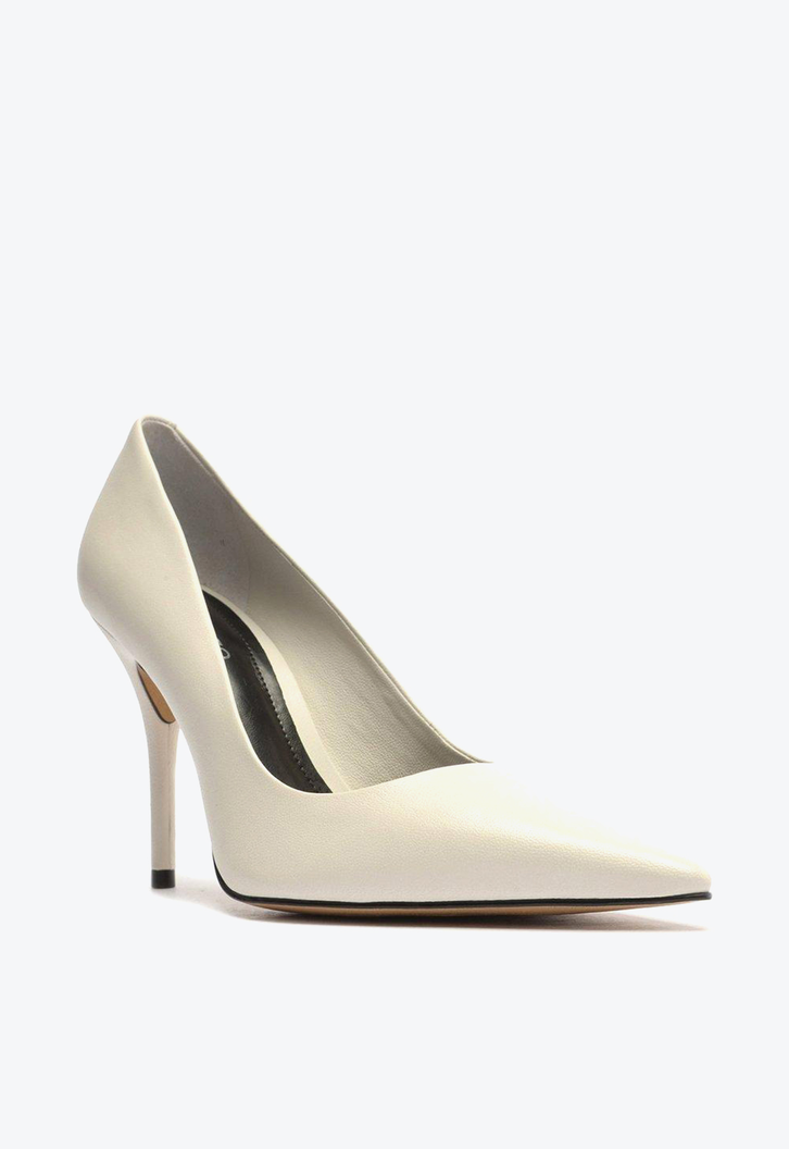 Scarpin Branco Arezzo Couro Salto Alto Bico Fino Gigi