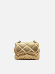 Bolsa Tiracolo Dourada Arezzo Couro Mizz Pequena