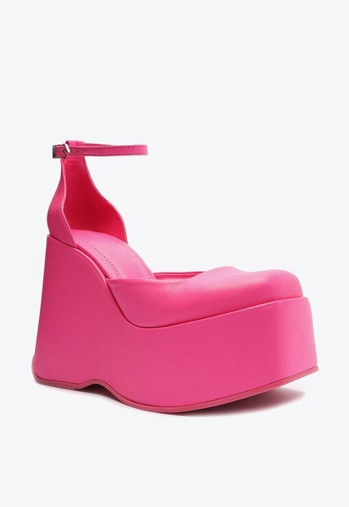 SAPATO SCARPIN ROSA SCHUTZ DUNNA PLATAFORMA MEIA PATA COURO