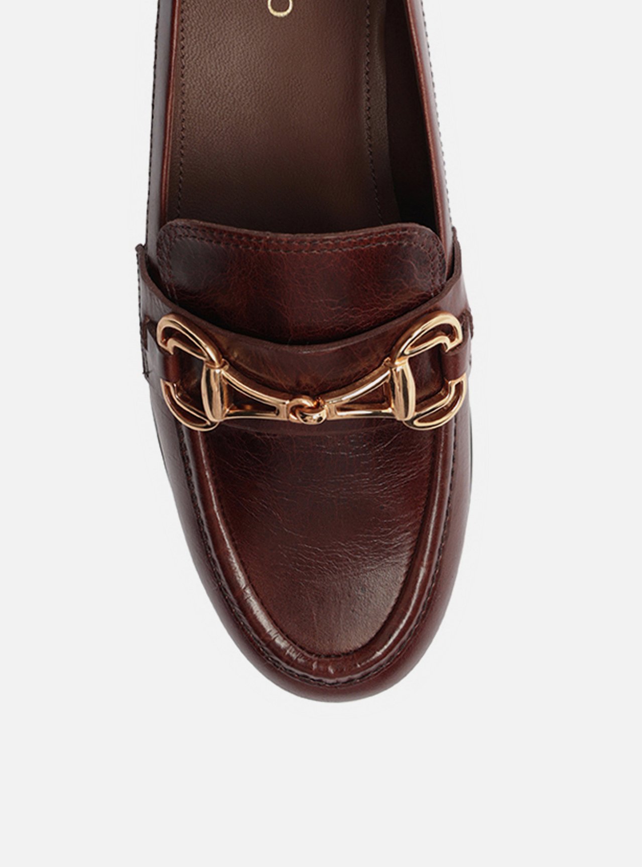 Mocassim Marrom Couro Bridão Metálico Retrô | ZZ MALL