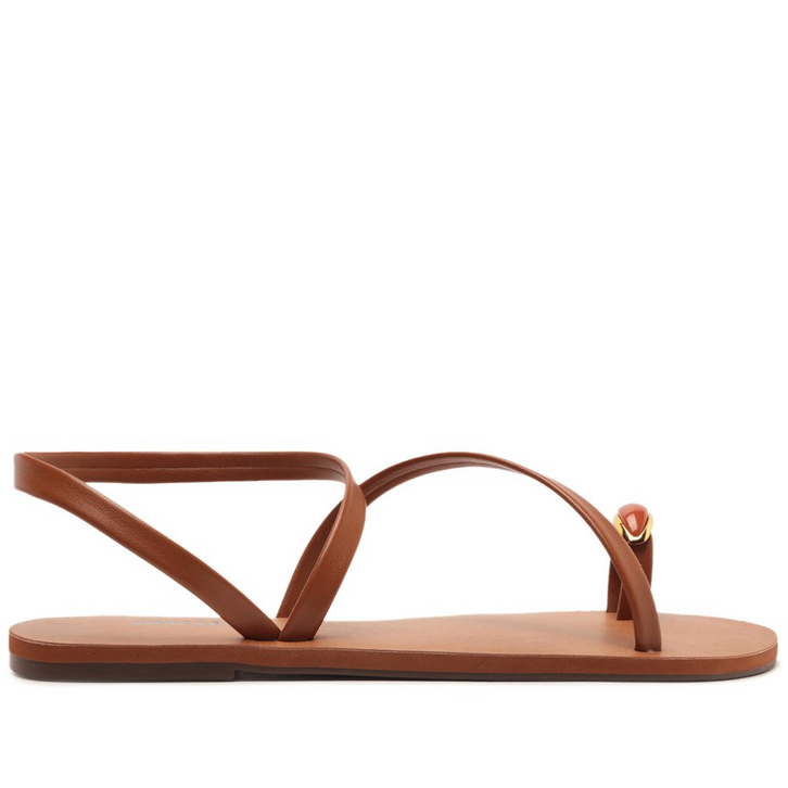 Sandália Rasteira De Dedo Pedraria Marrom