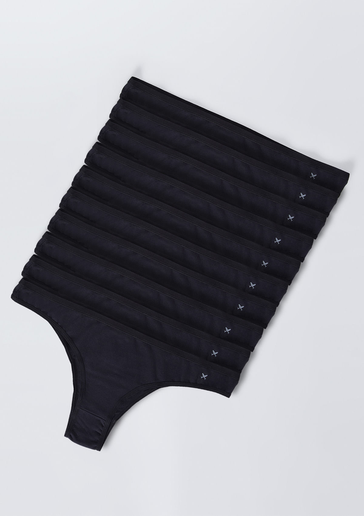 Kit 10 Calcinhas Básicas Pretas Hering Tanga Em Algodão