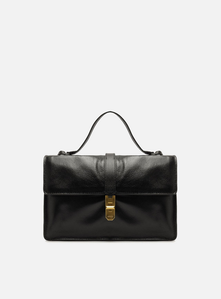 Bolsa Tiracolo Preta Couro Média