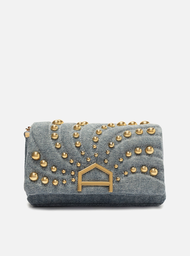 Bolsa Tiracolo Azul Jeans Arezzo Classy Tachas