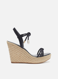 Sandália Plataforma Azul Arezzo Nobuck Salto Nó