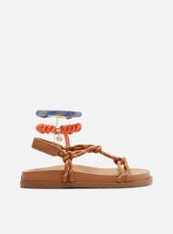 Sandália Papete Marrom Arezzo Couro Custom Anklet