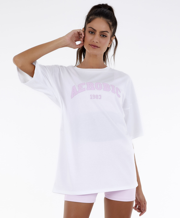 T-shirt Branco Alto Giro Oversized Comfort Dry Aerobic